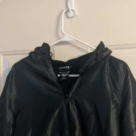 Broken Promises Black Metallic Bomber Jacket with Hood, Small - Picture 2 of 10